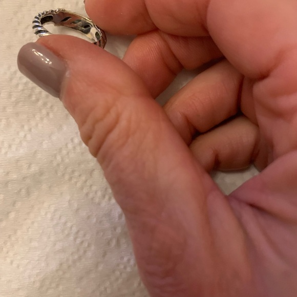 Authentic David Yurman sterling silver and gold trim ring with blue topaz stone. - Picture 3 of 9